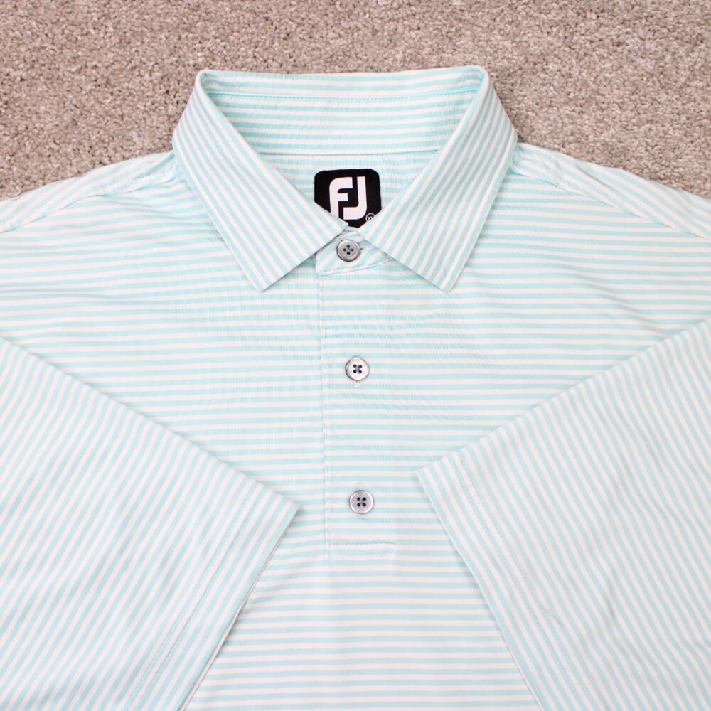 FootJoy Polo Shirt Mens XL‎ Blue Striped FJ Golf Stretch Short Sleeve Pullover